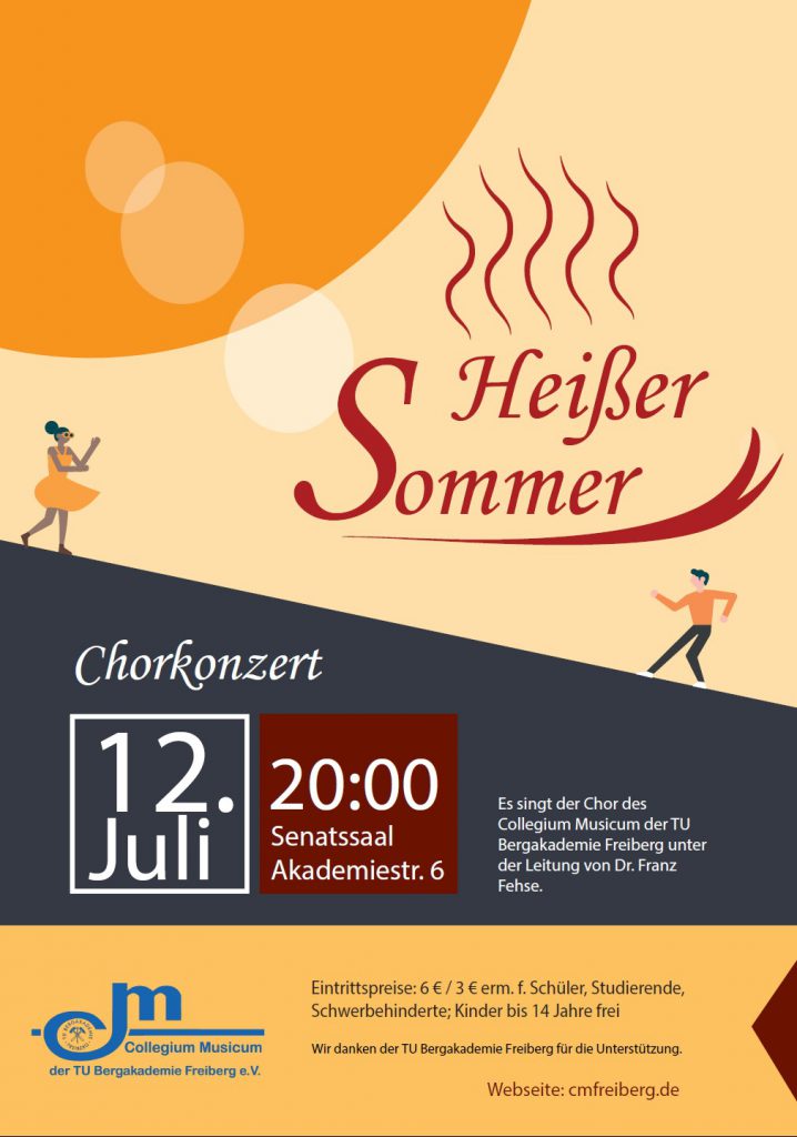 Veranstaltungsposter: Chorkonzert "Heißer Sommer" am 12. Juli um 20 Uhr